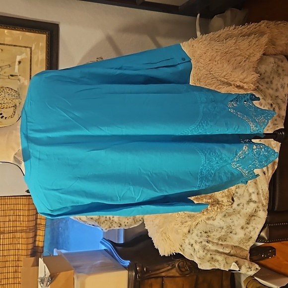 CHICO'S size 3 (16) Teal Tunic - Picture 4 of 5